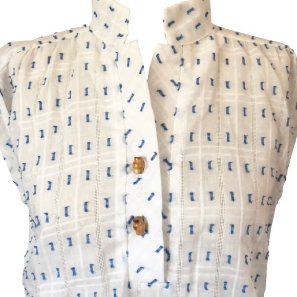 Vtg 80s Gauzy Textured Cap Sleeve Windowpane Tunic - Picture 11 of 17